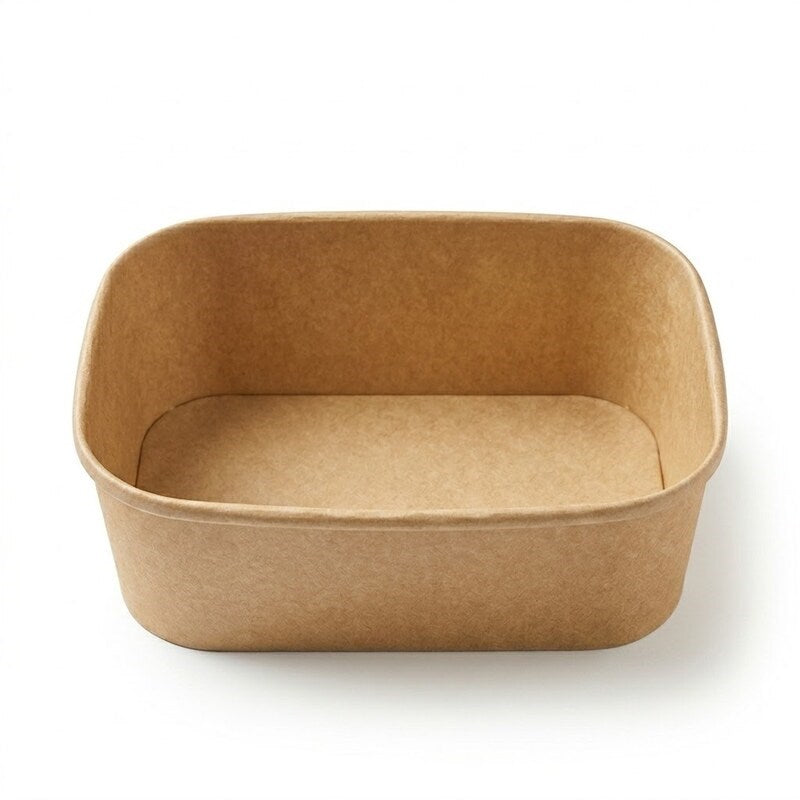 Zeropac Kraft Paper Rectangular Container 1000ml, PLA lined kraft takeaway container