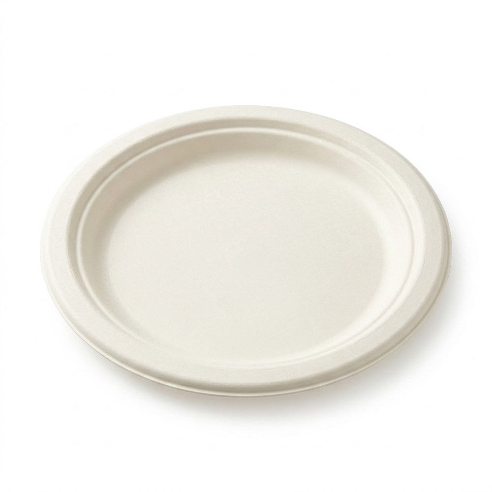 Zeropac 10 inch white round sugarcane plate