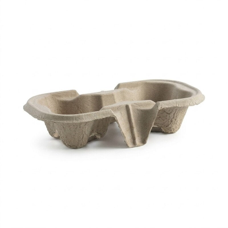 Zeropac 2-cup recycled pulp carrier tray for hot beverages