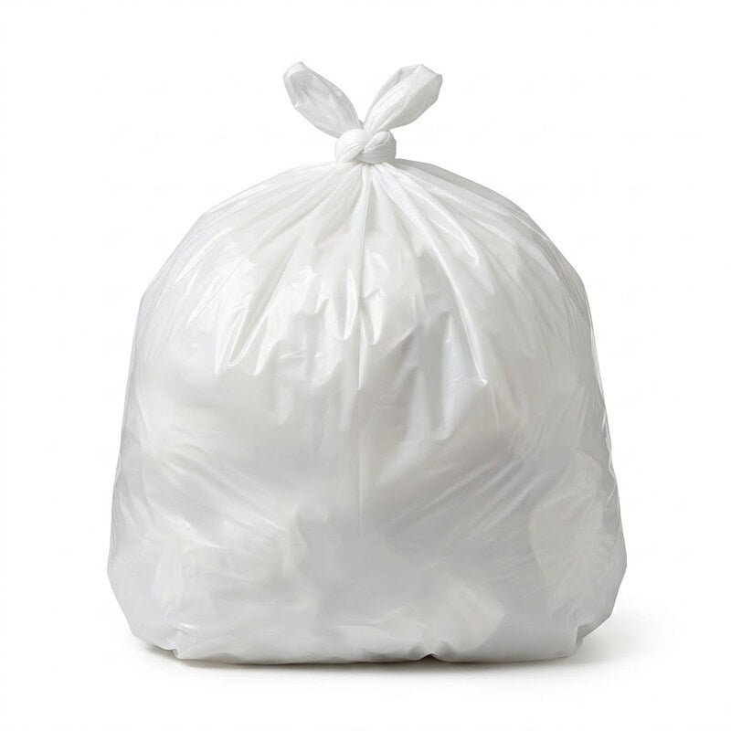 Zeropac 27 litre white bin liner in office waste bin