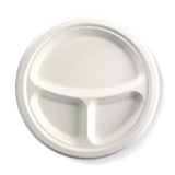 9" Sugarcane 3 Compartment Plate