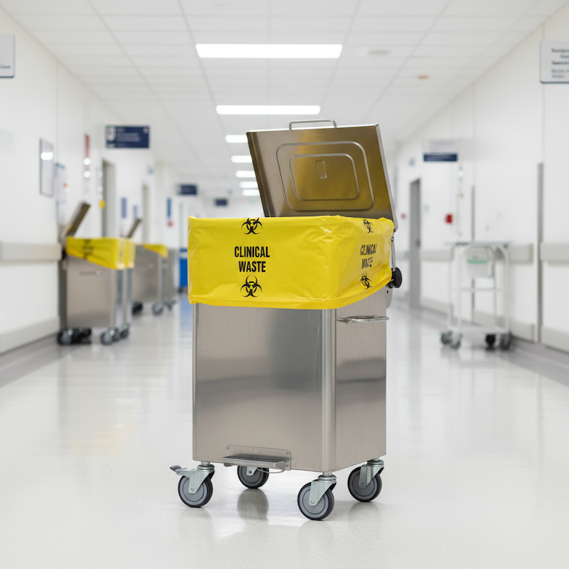 Clinical Waste Bag 120 Litre Heavy Duty in clinical laboratory setting view 2