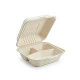 White 9" X 9" 3 Compartment Clamshell