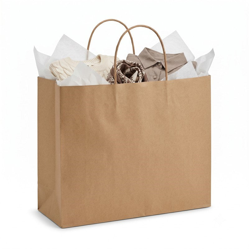 Zeropac Paper Bag Twisted Handle Takeaway Small holding clothing items with tissue paper