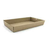 Zeropac catering tray brown rectangle large 50mm, kraft catering tray