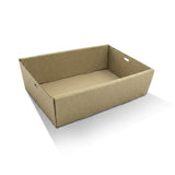 Zeropac catering tray brown rectangle small 50mm, kraft catering tray