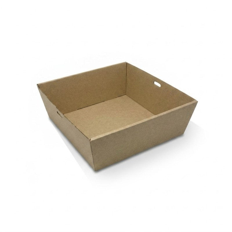 Zeropac catering tray brown square small, kraft catering tray