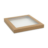Zeropac kraft square small catering tray lid, PET window