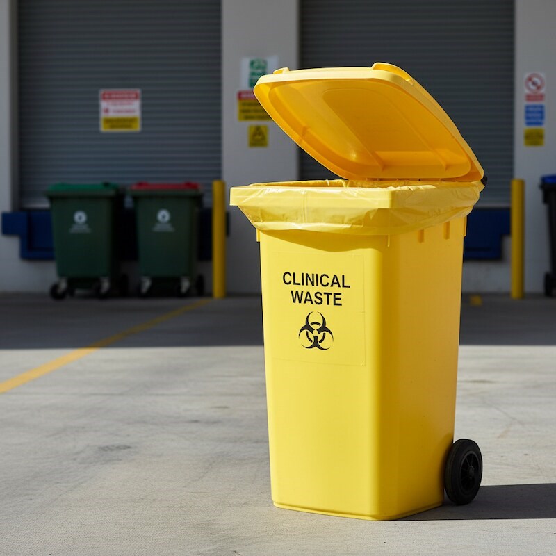 Zeropac Clinical Waste Bin Liner 240 Litre at an outdoor waste disposal facility