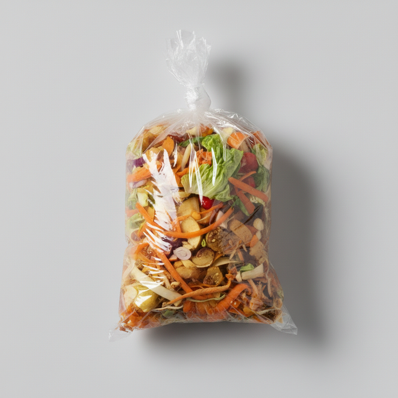 Dissolvable 120 Litre Bin Liner lined with food waste