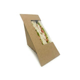 Zeropac Heat Seal Sandwich Wedge holding chicken and vegetable sandwich in refrigerated display case