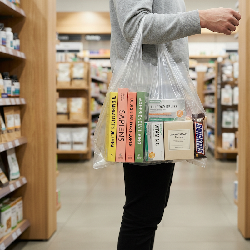 Healthcare worker holding Zeropac Dissolvable Singlet Bag in pharmacy