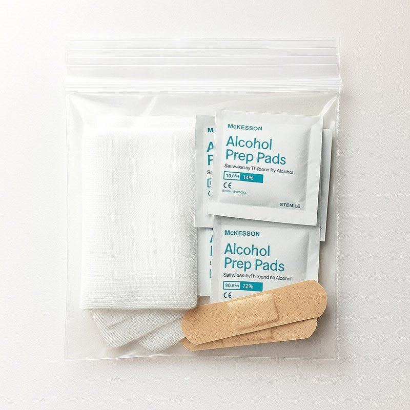 Ziplock Bag 265 x 180mm x 75um containing medical supplies