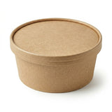 Kraft bowl with Zeropac PLA-coated paper lid at cafe counter