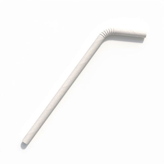 Zeropac Paper Straw Flexi White, flexible white paper straw for any beverage