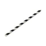 Zeropac Paper Straw Regular Black Stripe, standard-sized paper straw with black stripes