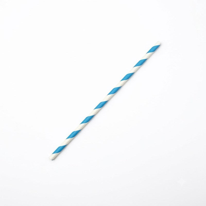 Zeropac Paper Straw Regular Blue Stripe, standard-sized paper straw with blue stripes