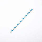 Zeropac Paper Straw Regular Blue Stripe, standard-sized paper straw with blue stripes