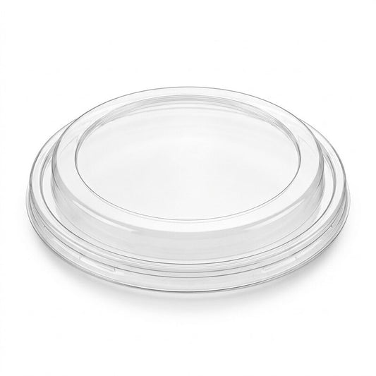 Zeropac PET Lid 150mm Clear Raised, PET plastic food lid