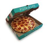 Zeropac Pizza Box White Printed 15 Inch holding pepperoni pizza