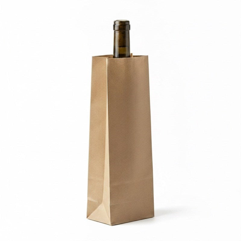 Zeropac Single Bottle Brown Paper Bag holding a wine bottle