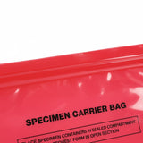 Zeropac red urgent specimen carrier bag with secure closure