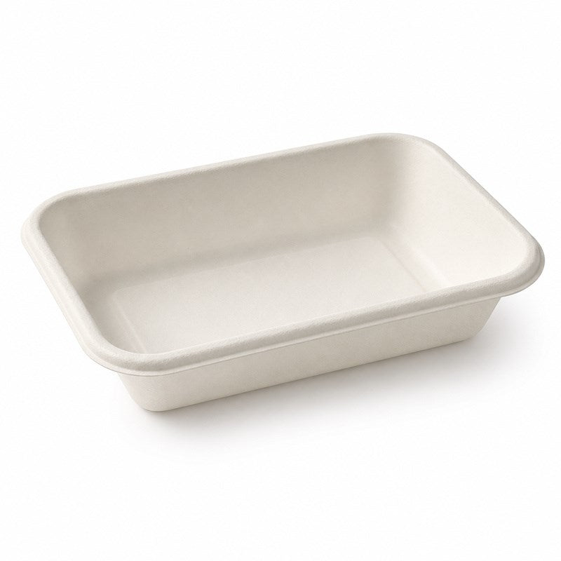 Zeropac Sugarcane Tray 355ml White, sugarcane bagasse tray