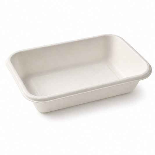 Zeropac Sugarcane Tray 450ml White, sugarcane bagasse tray