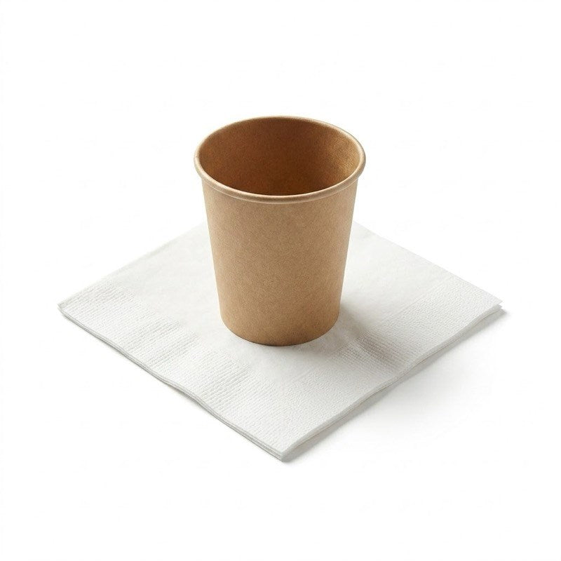 Zeropac White Cocktail Napkin with wooden fork and knife on table