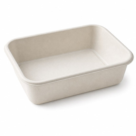 Zeropac Sugarcane Tray 910ml White, sugarcane bagasse tray