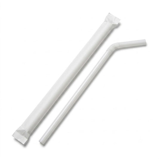 Zeropac Flexi Straw White, individually wrapped PLA straw
