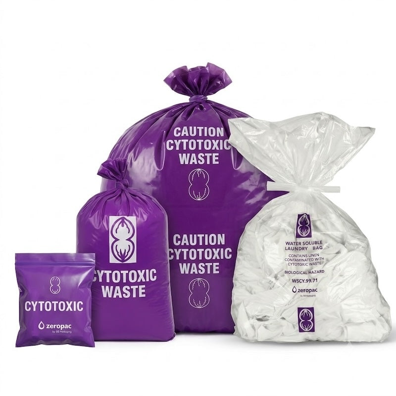 Zeropac cytotoxic waste bags for healthcare disposal