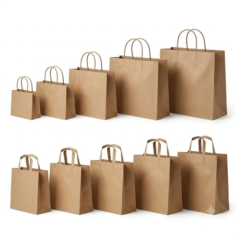 Zeropac kraft paper shopping bags with handles