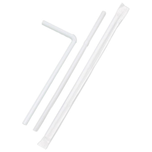 Individually Wrapped White Flexible Straw