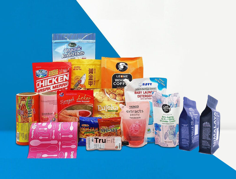 Image shows the wide range of InnoPak Flexible Packaging, (bags, pouches, packets and form fill seal) exclusively available in Australia through ZeroPac by DB Packaging