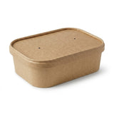 Kraft Paper Rectangular Container Lid PLA Lined | Fits 500-1000ml