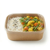 PET Lid for Kraft Paper Rectangular Container | Fits 500-1000ml