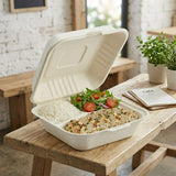 White 8" X 8" 3 Compartment Clamshell