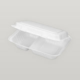 White 9" X 6" 2 Compartment Clamshell