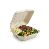 White 9" X 9" 3 Compartment Clamshell