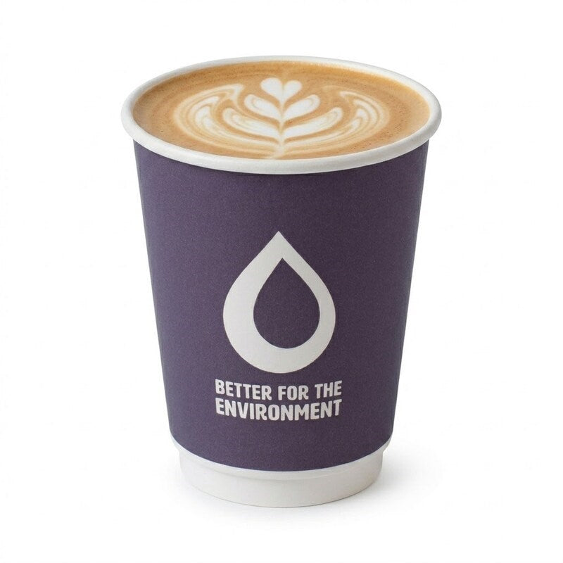 Zeropac 16oz Double Wall Coffee Cup Aqueous holding cappuccino with foam