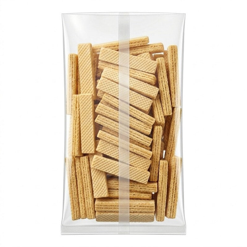 Zeropac BOPP Bag holding waffle-textured cookies in clear packaging