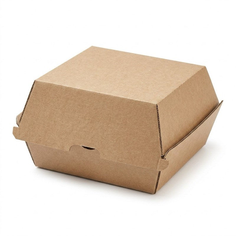 Zeropac Brown Corrugated Burger Box, sustainable cardboard food container