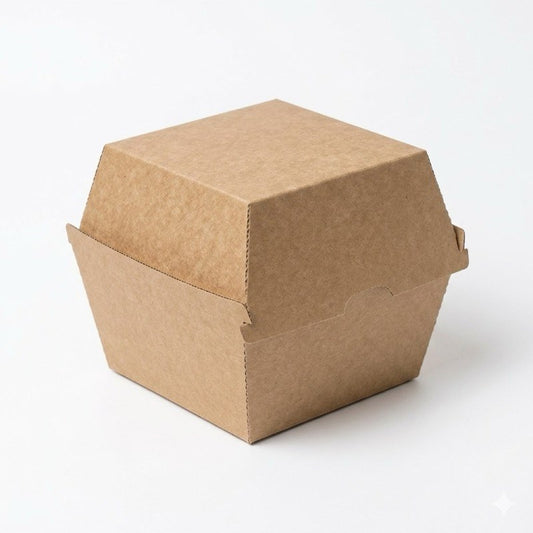 Zeropac Brown Corrugated High Burger Box, premium cardboard food packaging