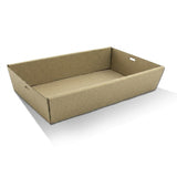 Zeropac catering tray brown rectangle medium 50mm, kraft catering tray