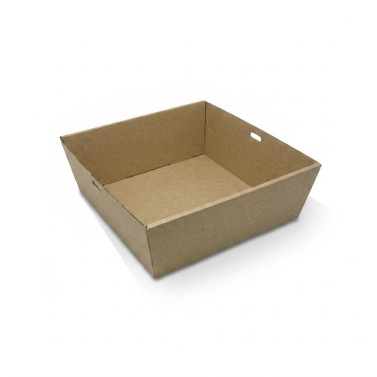 Zeropac catering tray brown square small, kraft catering tray