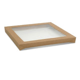 Zeropac kraft square medium catering tray lid, PET window