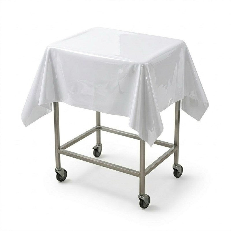 Zeropac white disposable LDPE sheet covering work table