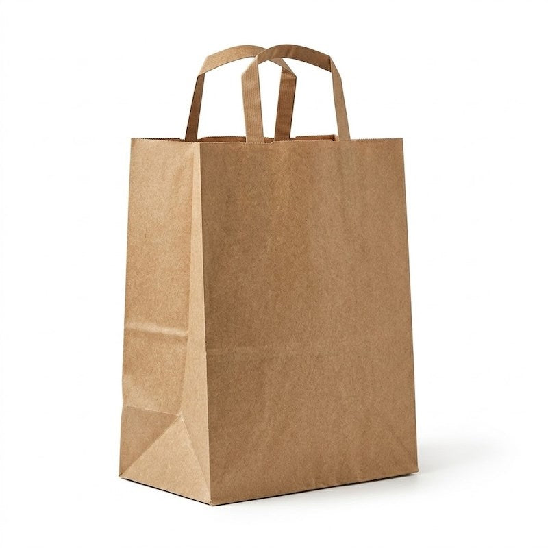 Zeropac Paper Bag Flat Handle Large, kraft paper
