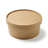 Kraft bowl with Zeropac PLA-coated paper lid at cafe counter